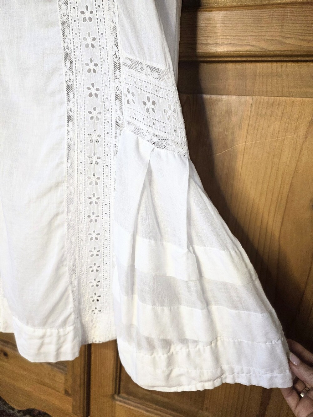 White Eyelet Lace Edwardian Victorian-Inspired Midi Dress - Picture 4 of 11